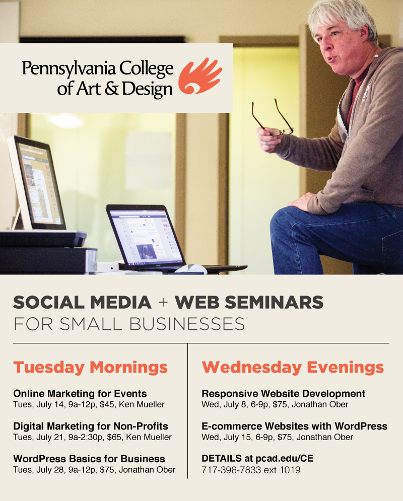 pcad_edu's tweet photo. Social + Web Seminars w/ @kmueller62 and @jonathanober - Tues &amp; Wed in July. #lancasterpa http://t.co/621PmeB5IV http://t.co/HM8UE9jliP