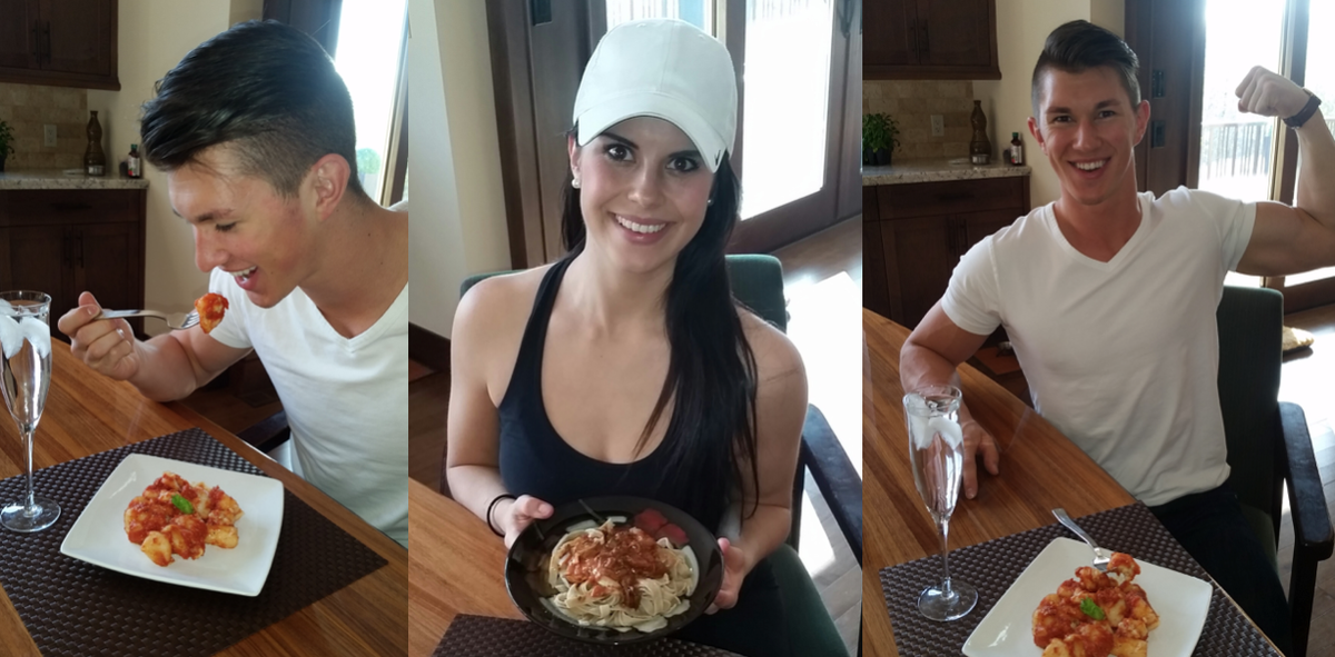 Meet Carlie &amp; Drew, the adorable healthy living couple that loves skinnypasta! Full story at: facebook.com/skinnypasta/po…