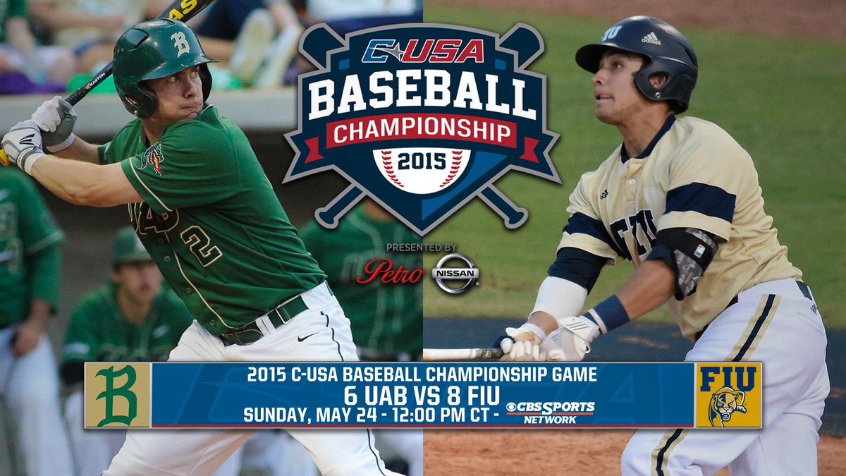 ConferenceUSA's tweet photo. A High Noon Showdown with an NCAA bid the line. @FIUBaseball vs. @UAB_Baseball Sunday on @CBSSportsNet http://t.co/F6HfUwZIwf