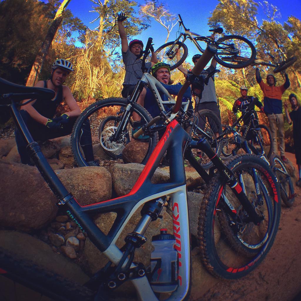 jacobstrail's tweet photo. Specialized Enduros are the ultimate bike of choice, from 7 of the Trail Builders at World Trail. http://t.co/Wtr3f9Q3Hq