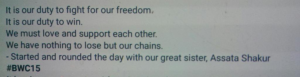 Sareh88's tweet photo. Sharing this here so that I remember it. #BWC15 opened and closed with us standing & speaking these words together. http://t.co/vZPGEyS1Fb