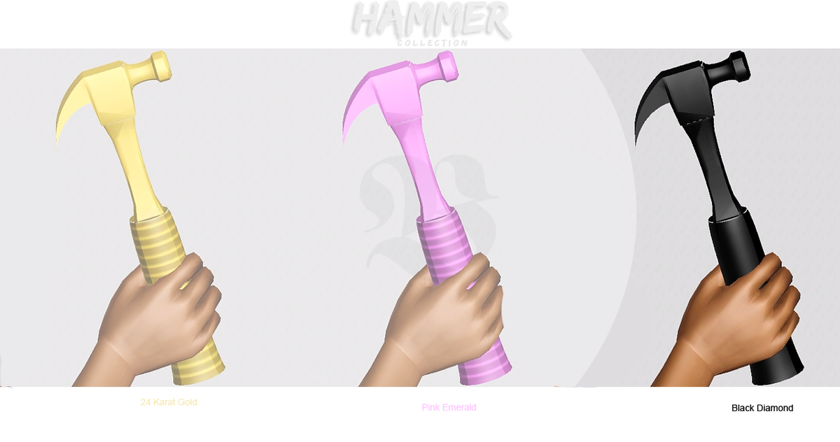BrittnayDaniels's tweet photo. Get Your: 24k Gold, Pink Emerald, or Black Diamond Hammer From The BRITTNAY HAMMER Collection. Coming Soon http://t.co/nR333rKoDW