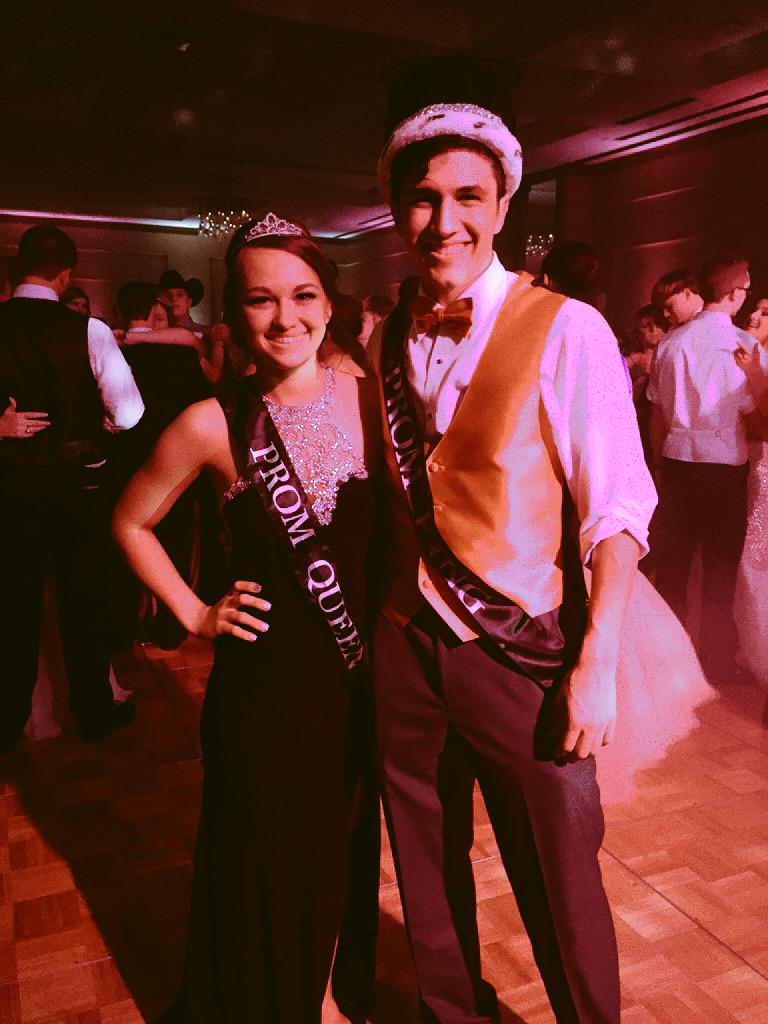 AlexEverett10's tweet photo. Prom Queen, Bailey Mitchell and Prom King, Aidan "Q" Qassom! #WestNation #prom2015 http://t.co/MyIhBdJWSp