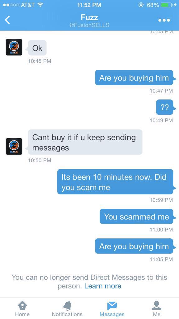 LaFlameSZN's tweet image. Everyone go block @FusionSELLS for being a scum and scamming my friend @maddenmobilejim @WeFindScammers @runngun21