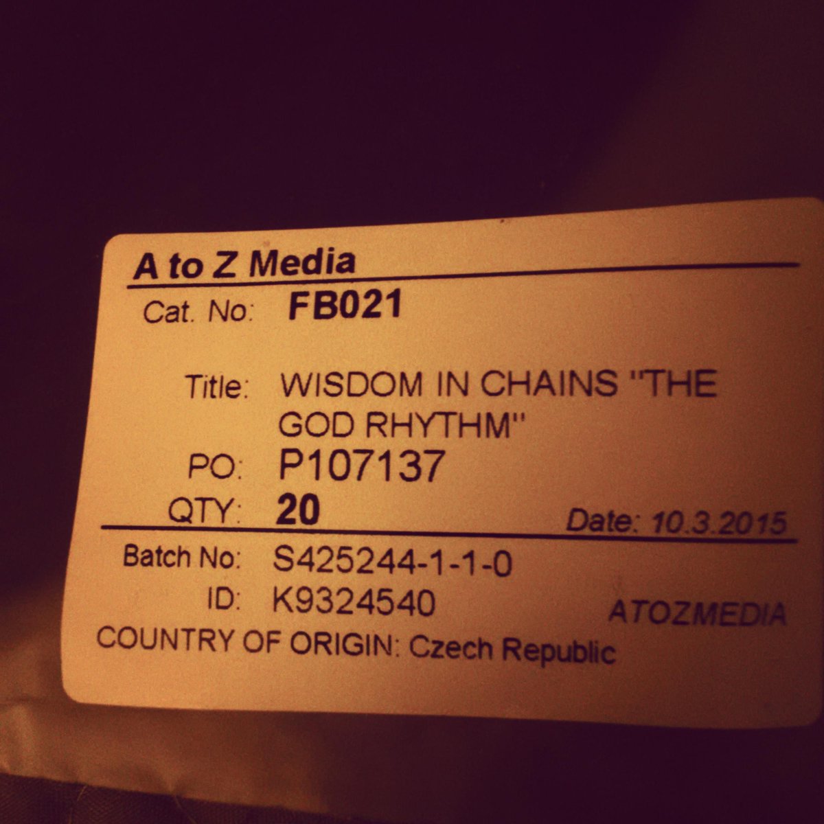 Wisdom in Chains "The God Rythym" Preorders ship June 1st. Street date June 30th.