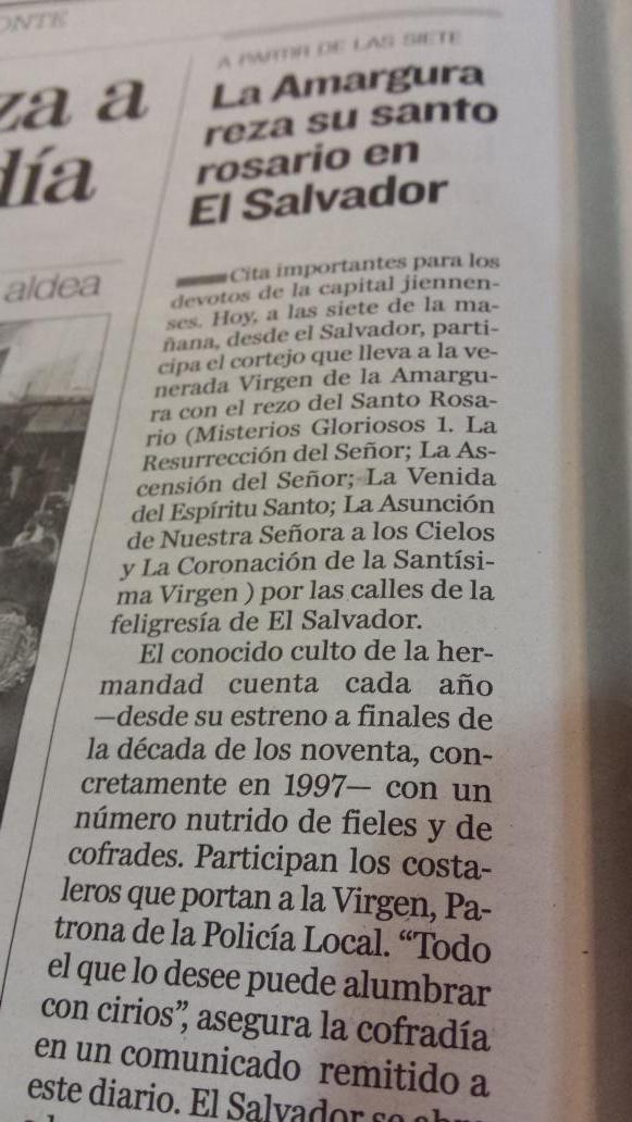 <a href="/DiarioJAENes/">Diario JAÉN</a> se hace eco del XVIII Rosario de la Aurora hoy.