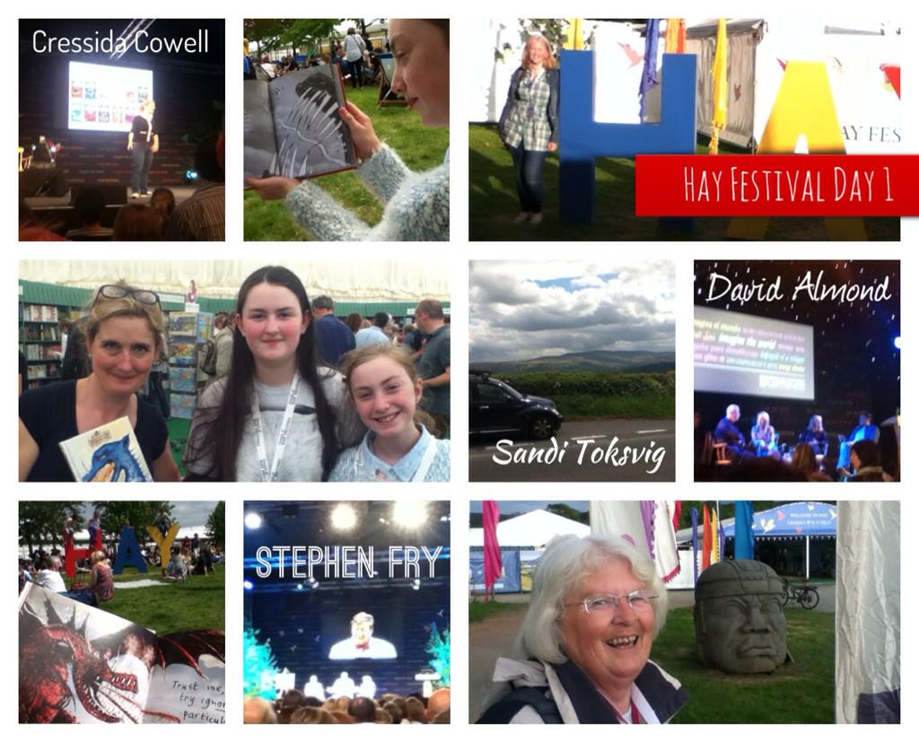 Day 1 @hayfestival @stephenfry #DavidAlmond @CressidaCowell @sanditoksvig thankyou! Feeling enthused & optimistic