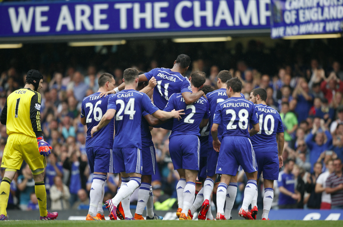FOXSoccer's tweet photo. This is how Chelsea subbed off Didier Drogba on his farewell match. All the feels. http://t.co/Ha9vRrnywd