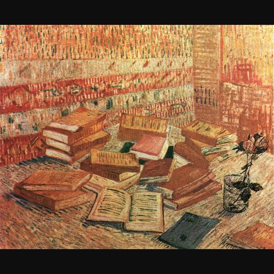 MonoklEdebiyat's tweet photo. Still life with French novels and a rose, Van Gogh, 1888. #EdebiResim http://t.co/PGcWP1XNOu