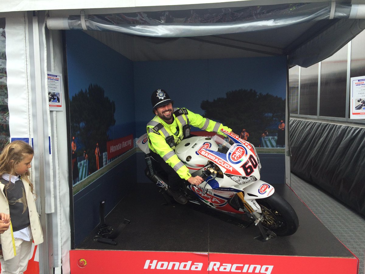 HondaWSBK's tweet photo. Managed to persuade local constable to have a go on the #PowerOfLean, which drew something of a crowd... http://t.co/yDEst9MpHc