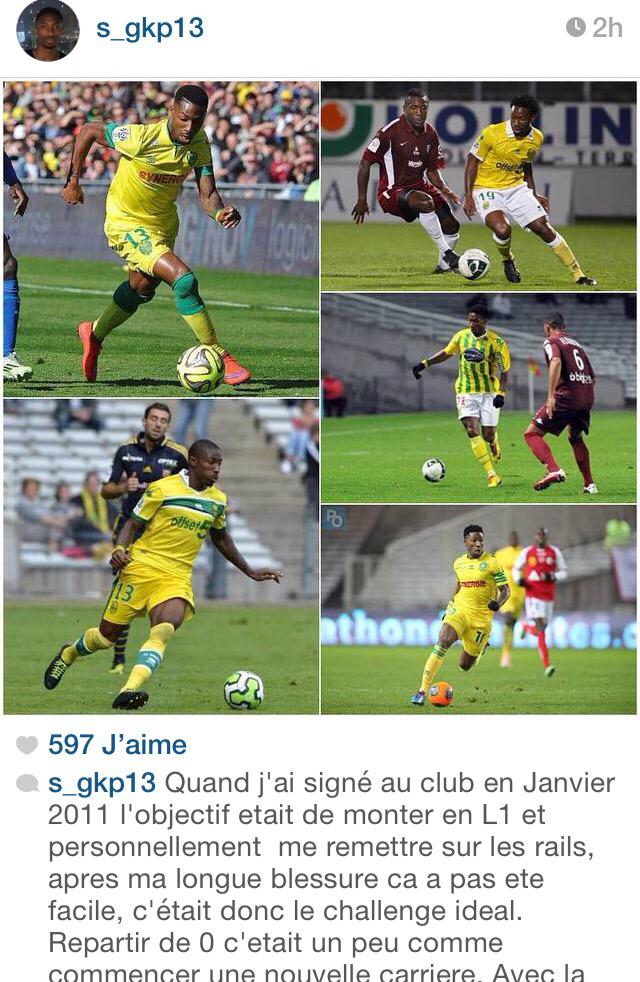 TeamFCN's tweet photo. [#FCNantes]: @SergeGKP remercie les joueurs, le staff et les supporters du @FCNantes sur Instagram. #MerciSergio http://t.co/hwxB07kL2X