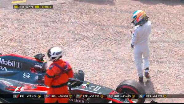 TelemetricoF1's tweet photo. Abandona #Alonso #StDevote #MonacoGP http://t.co/e2FjNxs76C