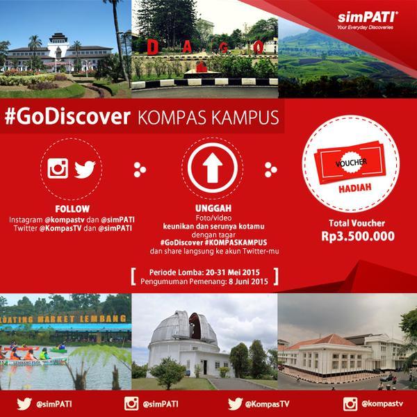KompasTV's tweet photo. Mau voucher MAP 2 juta rupiah? Yuk ikut keseruan lomba #GoDiscover! Cek info di IG @kompastv http://t.co/vi1bv41Lm6 http://t.co/0srWm0J9GH