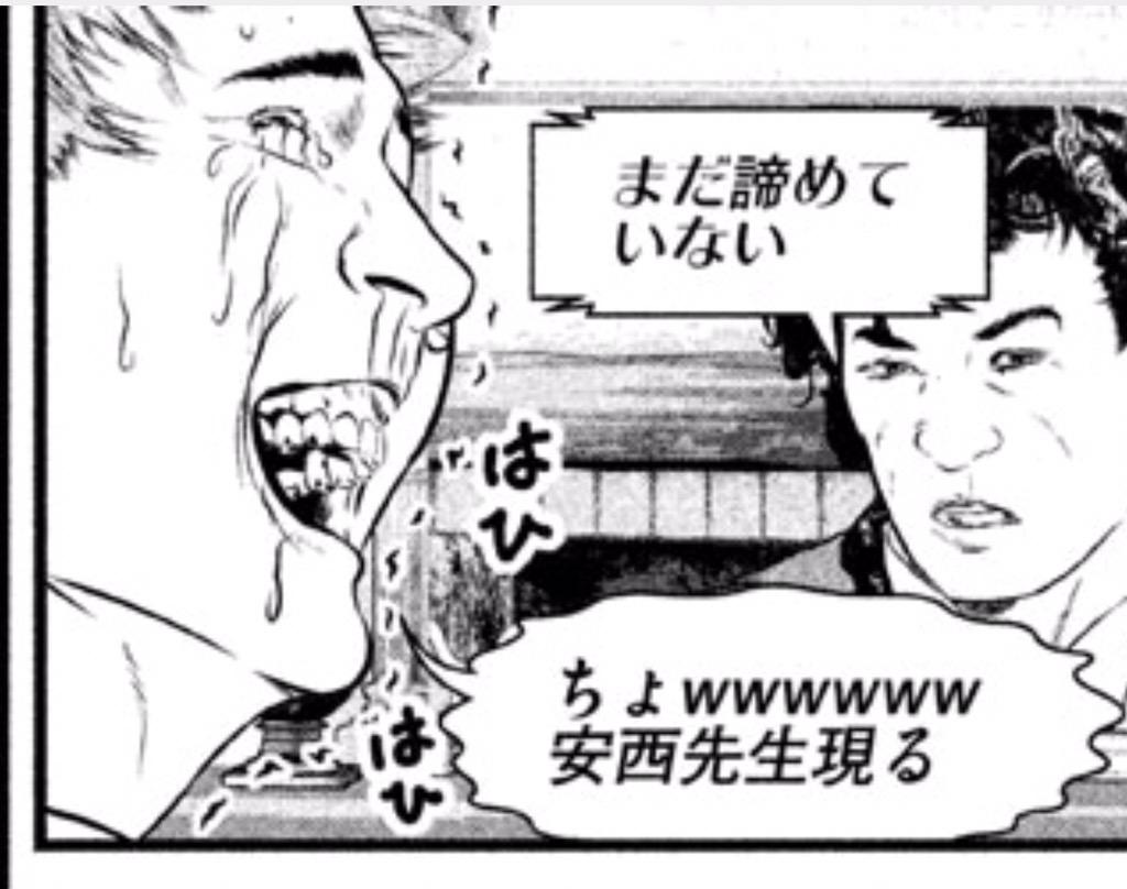 あ 今日 話の流れで 諦めましたと言うと 諦めたらそこで試合終了ですよ と返されたので 安西先生 と言ったら 誰それ と言われた このような漫画発で元ネタと切り離されて使われるような台詞は 平成の慣用句として辞書に載ってもいいと思うし