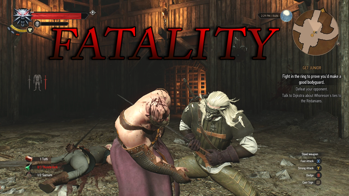 NIL8TORS_GAMING's tweet photo. This is what i feel like it should say on the slow motion animations. #Witcher3 #TheWitcher3WildHunt #WitcherXboxOne http://t.co/8BXx7IdkiY