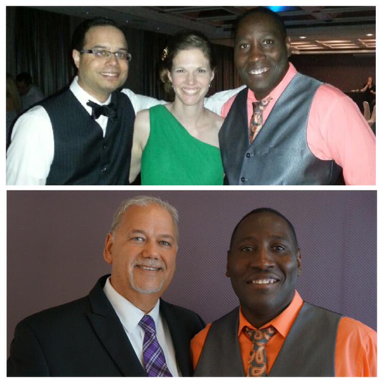 intuneevents's tweet photo. Marlon with newlyweds C+C, and with @PajunenMartti from @kcwedding. Always a pleasure! #Kitchener @CrownePlazaKW http://t.co/TXsIUPfHe9