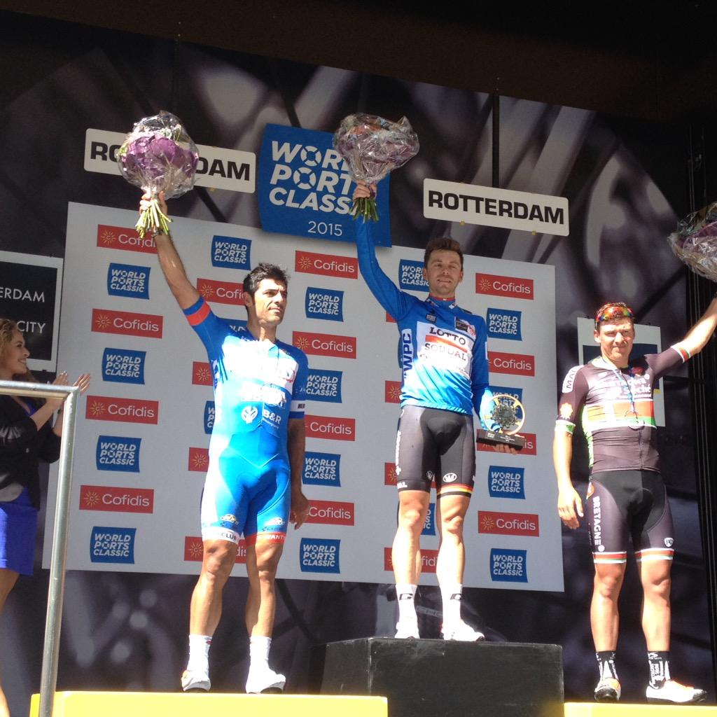 WPCcycling's tweet photo. Final podium - General classification : 1. @krisboeckmans, 2. Danilo Napolitano, 3. @hutarovich #WPC http://t.co/k5fy7F2OU0