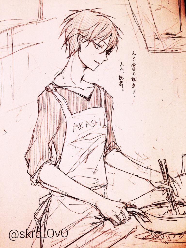 #赤司征十郎版夜の真剣お絵かき60分一本勝負
22時半に帰宅後開始、遅刻失礼いたしますm(_ _)m
久しぶりのワンドロ(*'ω`)
イクメン=料理上手という方程式が私の中にはあります笑