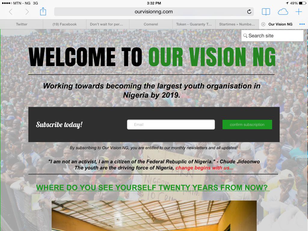 BashirAhmaad's tweet photo. Welcome to http://t.co/S0PoAEmDTI if you're -30, join us today #WeHaveVision follow the twitter handle @OurVisionNG http://t.co/bBtHgT9wVL
