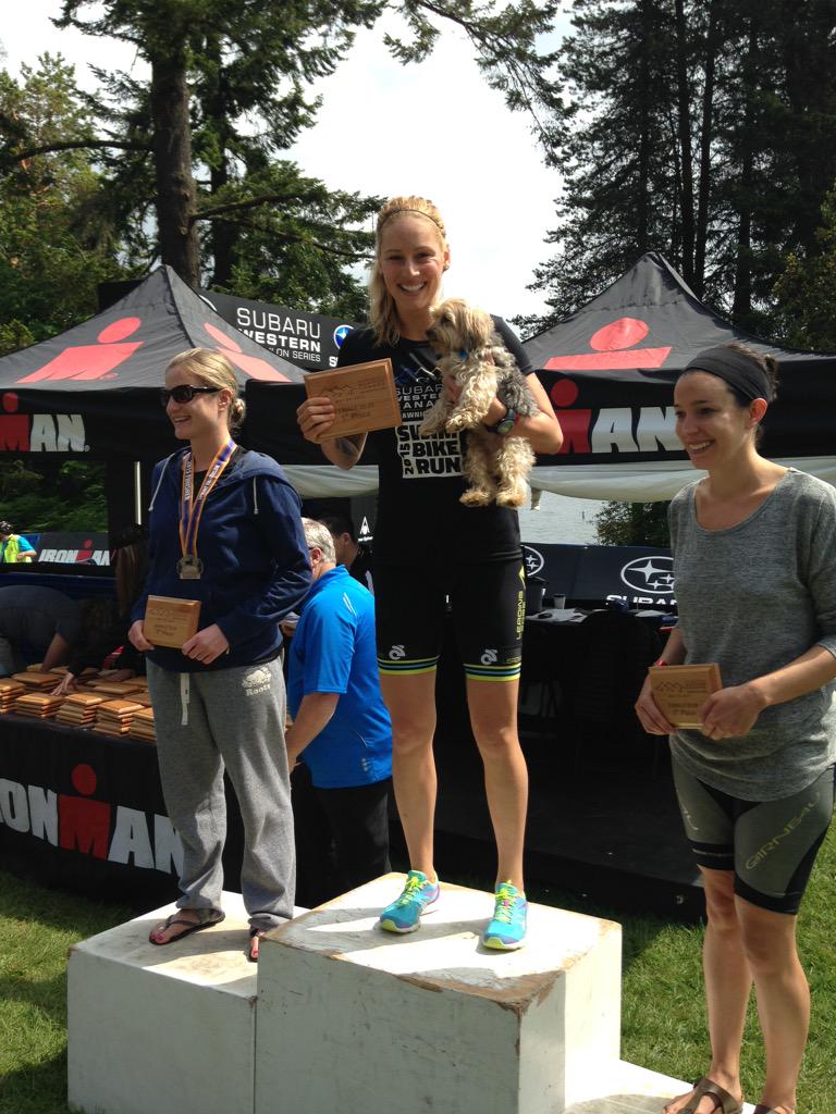 danteluciani's tweet photo. If you're going to stand on top of the podium you might as well bring Benji with you! Congrats Tiff! http://t.co/66MVopCWhR