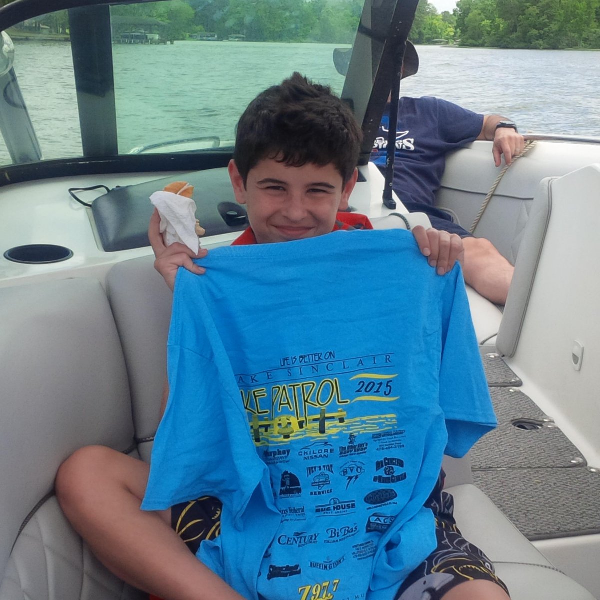 ATLBrenner's tweet photo. Thx @z97 for Lake Patrol shirts! @sammyfootball02 is at 4 years in a row &amp; I'm at 15! #lakepatrol #lakesinclair http://t.co/9DVppEs5r8