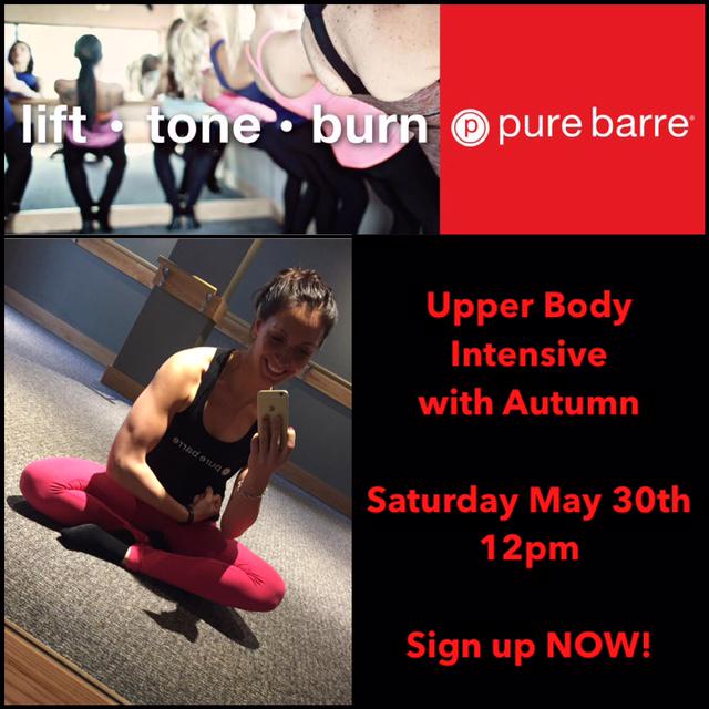pbwheaton's tweet image. Our next intensive is 5/30 at noon: 75mins of upper body! Then head next door to @Houlihans for our #BarreToBar event