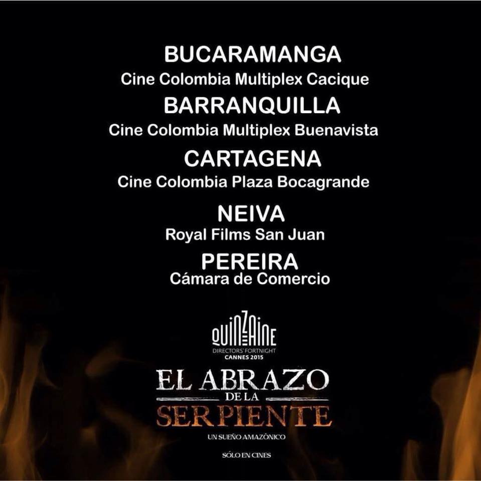 pajarosdeverano's tweet photo. En Cines #ElAbrazoDeLaSerpiente, GANADORA en la Quincena de Realizadores #Cannes2015 ¡ No te la pierdas ! http://t.co/3pK8hyat5q
