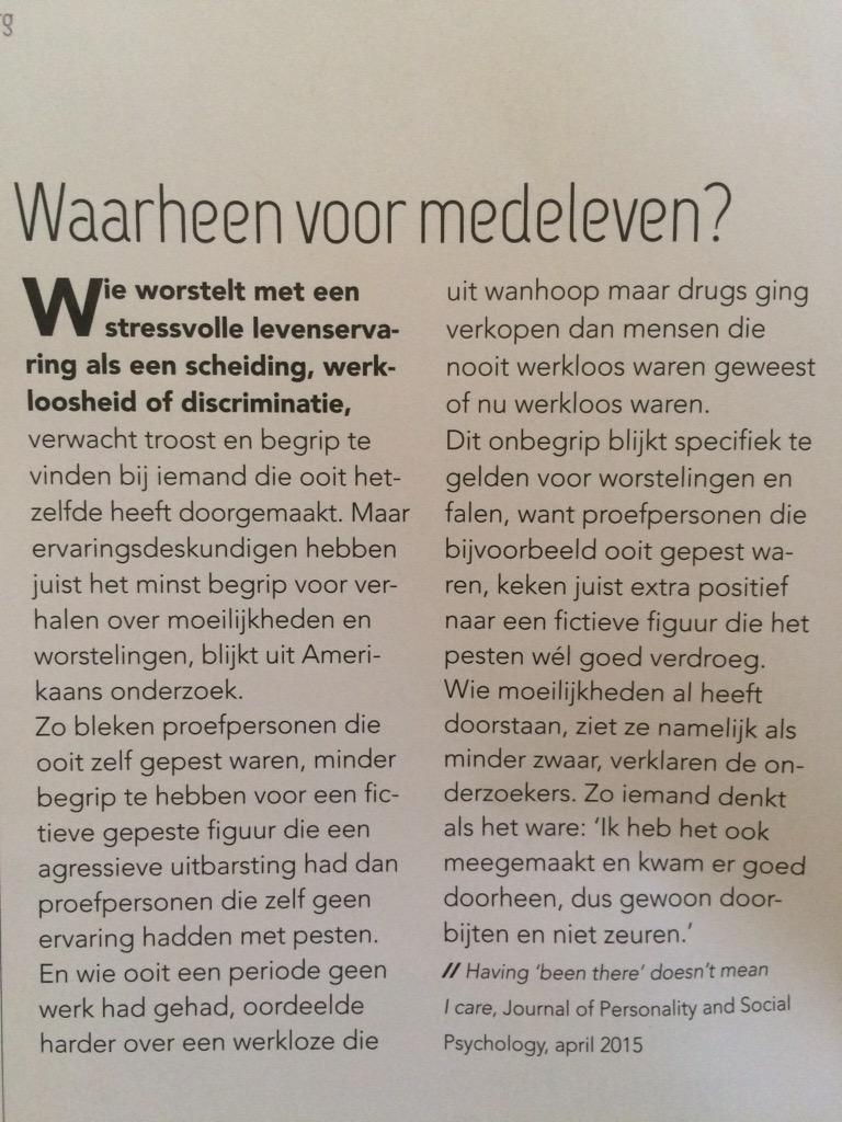 Van ervaringsdeskundigen hoef je in elk geval geen medeleven te verwachten