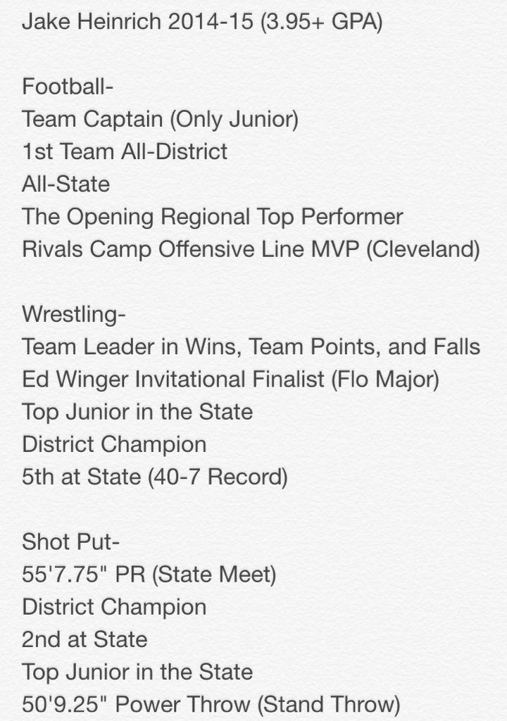 JAKEHEINRICH1's tweet photo. Compete; be an all-around athlete, AND a great student! #THREEsportathlete #straightAs http://t.co/VrqISFjh1i