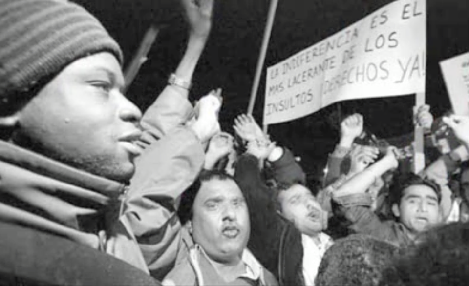 Els nostres relats comencen amb la tancada d’immigrants a l’església del Pi. Gener del 2001, Barcelona. #tancada2001