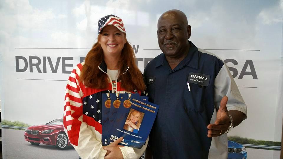 heewoman's tweet photo. #danahee w/ #WillWilliams 15 year veteran at #cardenasbmw for #driveforteamusa http://t.co/YasKBt0DzC