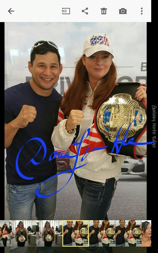 heewoman's tweet photo. with #mma champ #djfuentes7 aka #TNT & #lizmoringlane at #driveforteamusa @ #cardenasbmw in #harlingen Texas http://t.co/XekaVgWYGg