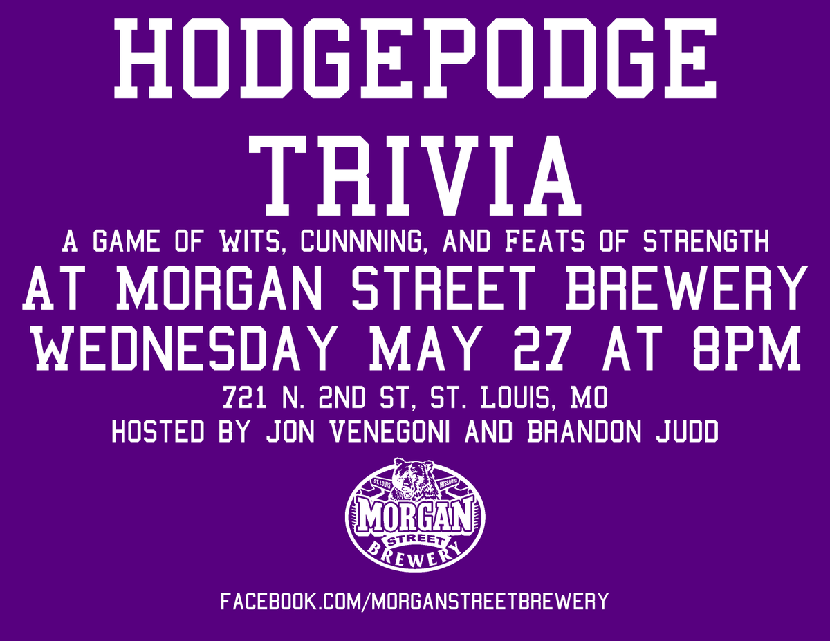 HodgepodgeSTL's tweet photo. 3 days until our return to #STL's @MorganStBrewery!
http://t.co/9uO28o0UCO http://t.co/ndZXKdjrsn