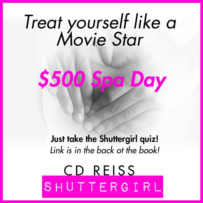 MrsRowdyD's tweet photo. #TreatYourselfLikeAMovieStar Enter2WinA $500SpaDay from @CDReisswriter!
Get #ShutterGirl here- http://t.co/0qmc2Qcjks http://t.co/DytgQJ0rrE