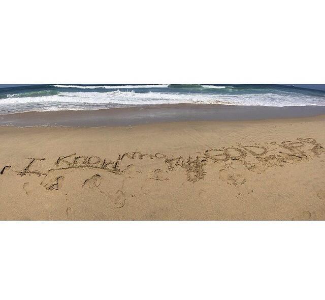 From_The_Vine's tweet photo. "I Know Who My God Is" #lyricart #beachwords by Mercy Hernandez //I'll praise you for all my days// 💛🎶 #madenew album http://t.co/zt9AvOzU8A