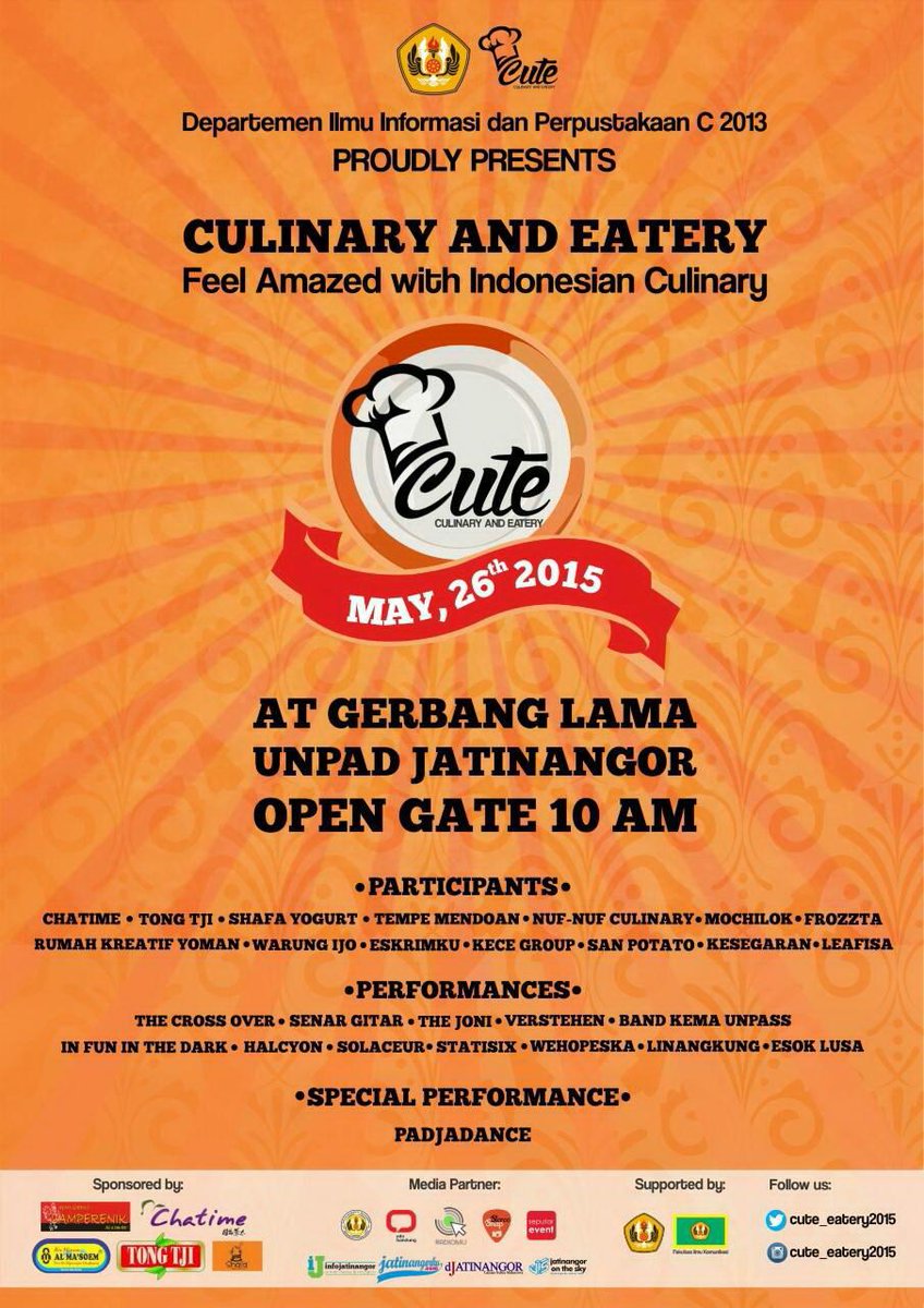 TODAY!! .<a href="/CUTE_eatery2015/">Culinary and Eatery</a> "Feel amazed with Indonesian Culinary" @ Gerbang Lama Unpad Jatinangor