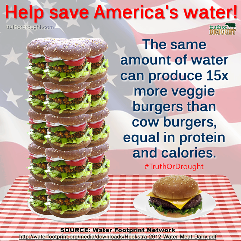 15x more #burgers, same amount of #water on.fb.me/1LziAFN  #vegan #drought #MemorialDay #TruthOrDrought #Murica
