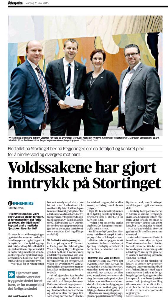 kjellingolf's tweet photo. KrF har fått flertall for en egen opptrappingsplan med øremerkede midler for å bekjempe vold mot barn! Viktig sak! http://t.co/8AgJkR5WyO