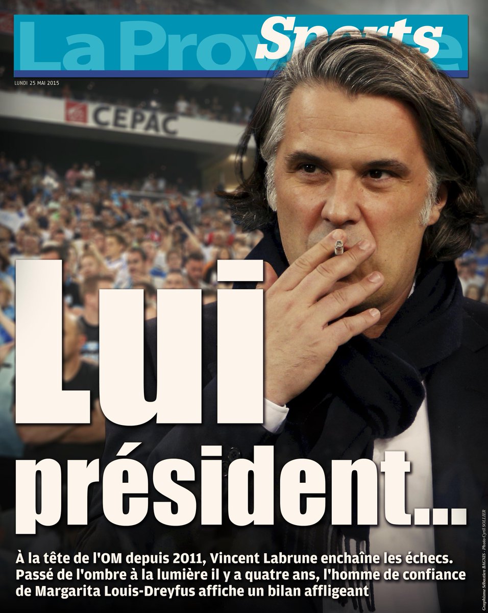 Demain, à la Une de <a href="/LaProvenceSport/">La Provence Sports</a> : Labrune, lui président...
#OM