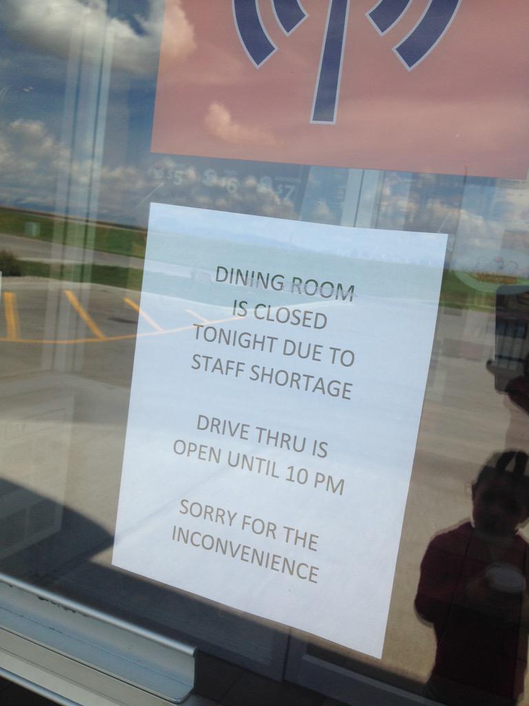 Surprised to see this at a local business - labour shortage is hurting! #ndp #smallbusiness