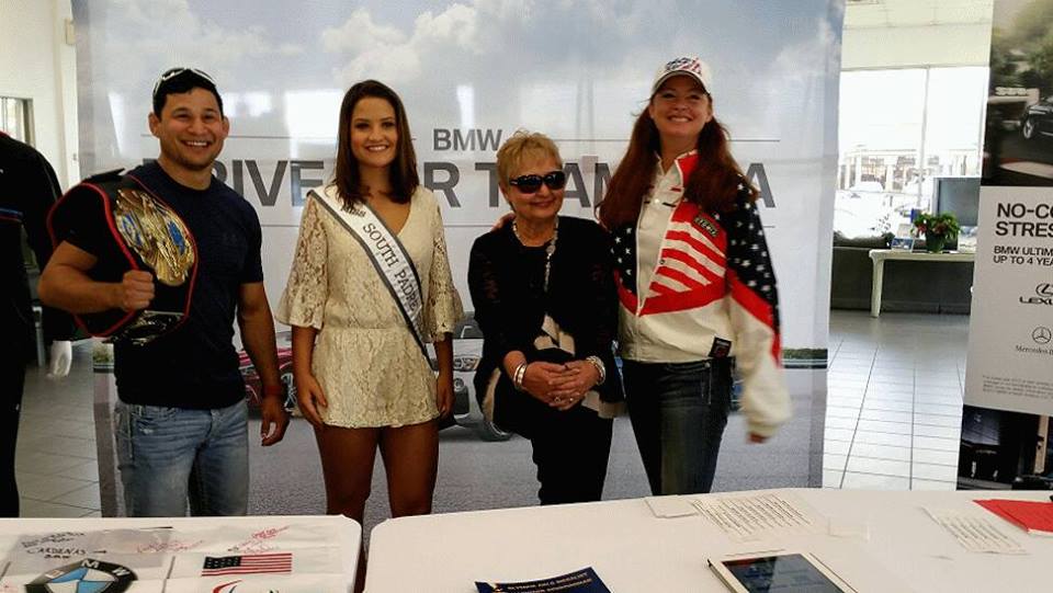 heewoman's tweet photo. Celebrating Memorial Day weekend #driveforteamusa #bmwusa #cardenasbmw #danahee #olympic #paralympic #octagon http://t.co/bgQNL6SuTe
