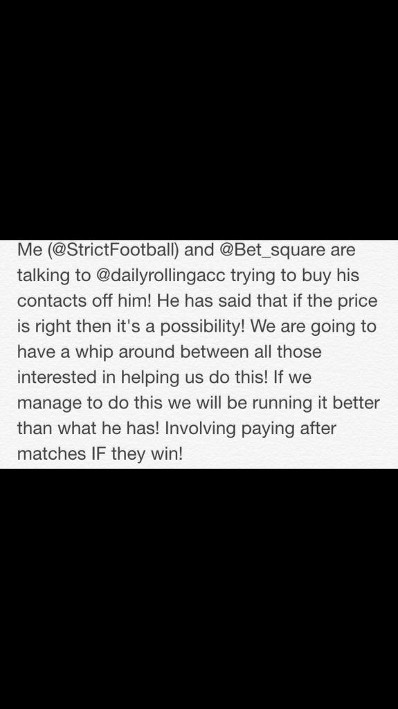 StrictFootball's tweet image. Help us buy out @dailyrollingacc and run the page properly and fairly! FAV this if you are interested! @Bet_Square