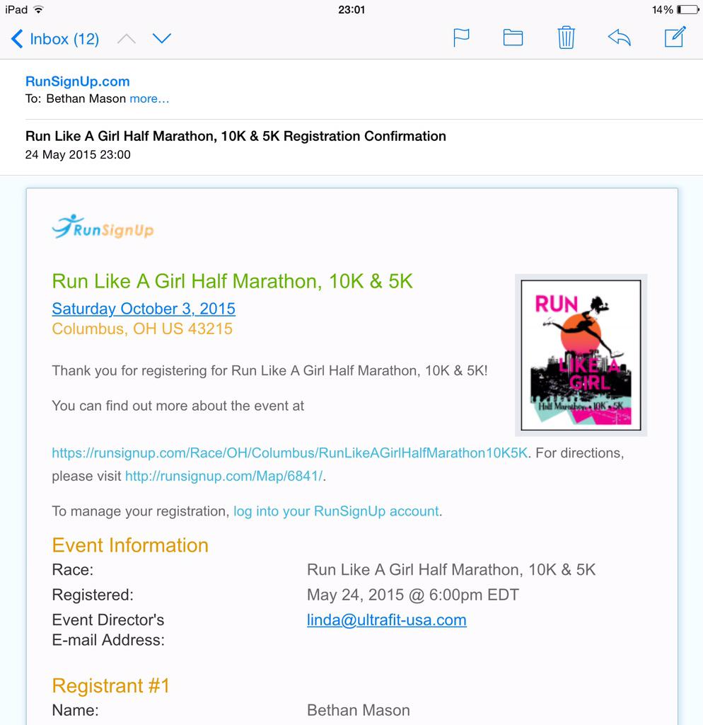 Mason_Bethan's tweet photo. Procrastination at its very finest - singed up to a half marathon in the US for October #RunLikeAGirl #MarathonBug 🙊🙈 http://t.co/RuSY3G9ZaI