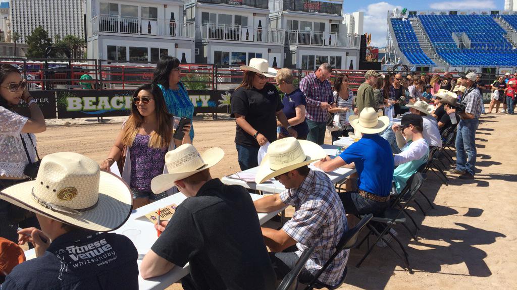 PBR's tweet photo. The rider meet and greet is underway at the @MonsterEnergy Cowboy Festival! #CowboySpringBreak http://t.co/5ortGez6IC