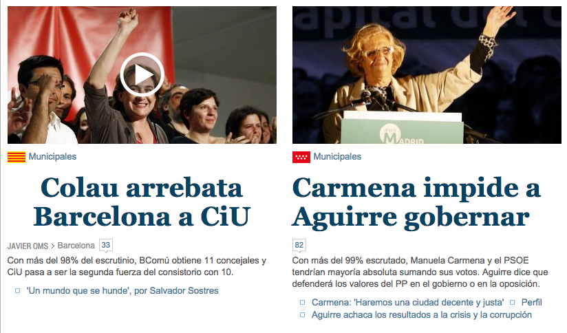 Una arrebata Barcelona y otra impide gobernar. Si no eres del PPSOE, no ganas, sino que interrumpes el orden natural