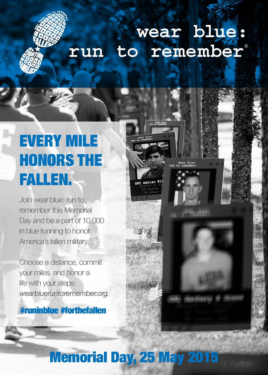 SeattleCoffey's tweet photo. @TeamAvril56  Please RT &amp; help us reach 10,000 runners this Memorial Day to honor our fallen military! #runinblue http://t.co/NH6b7vgD79