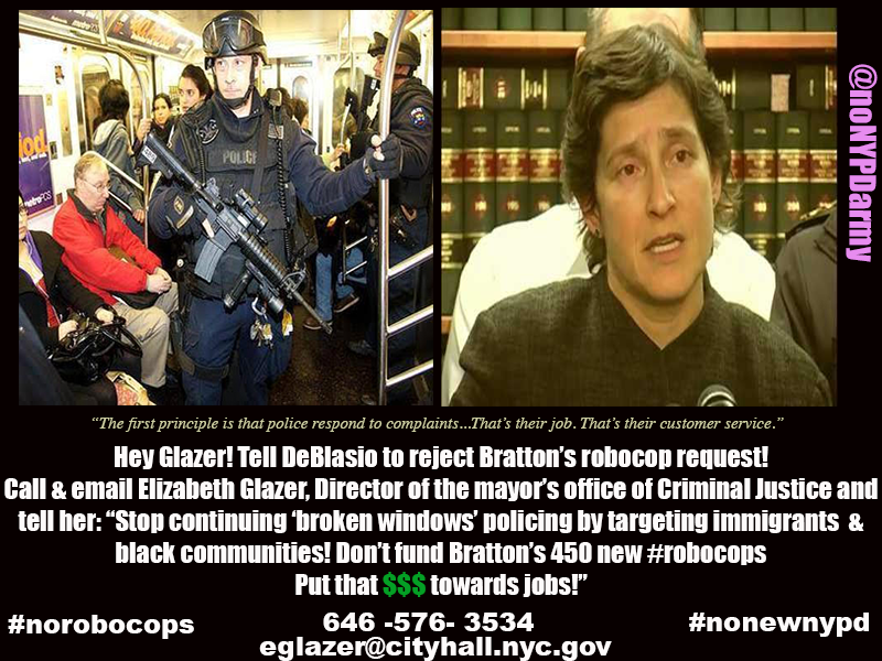 noNYPDarmy's tweet image. #robocops =increased #BrokenWindows policing = criminalization of Blacks, Muslims & Immigrants #NoRoboCops #NoNewNYPD
