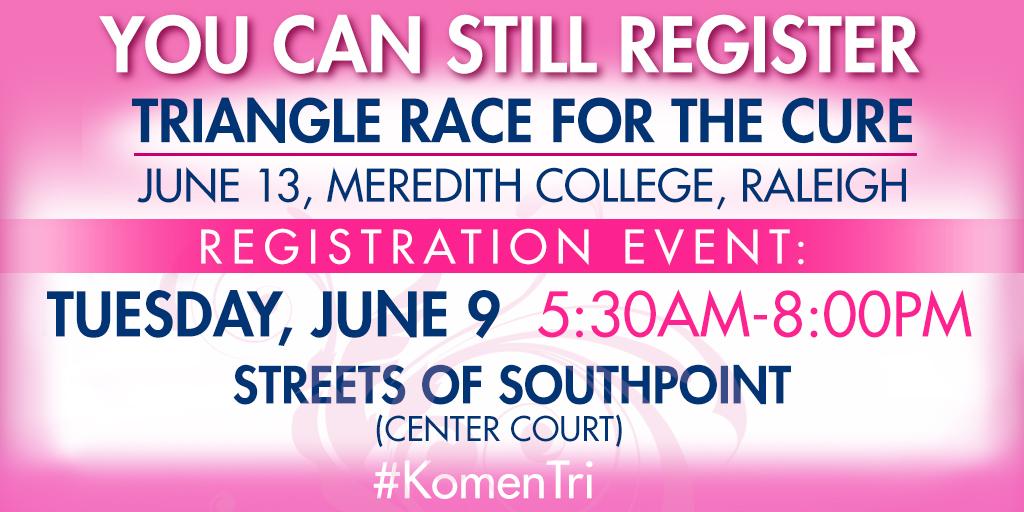 TeamWRAL's tweet photo. Registration event coming up! #KomenTri @KomenNCTC http://t.co/6KKaRKKORe