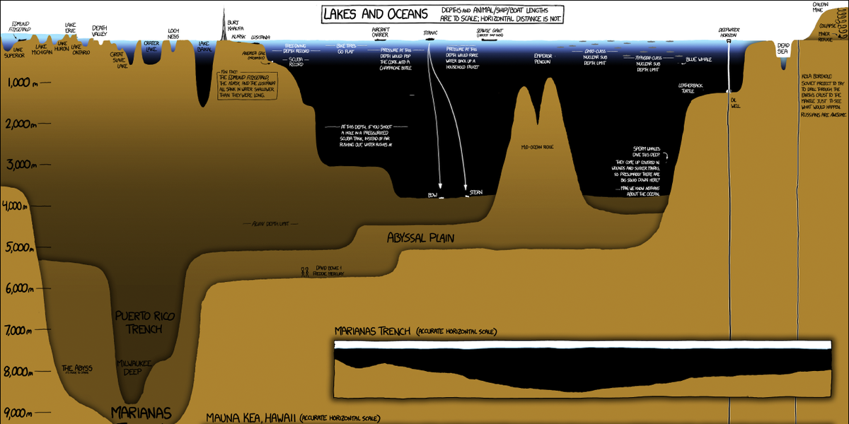 BusinessInsider's tweet photo. Happy World Oceans Day! This infographic shows the incredible depth of Earth's oceans: http://t.co/MrYOhclFUk http://t.co/0hTpO87FlC