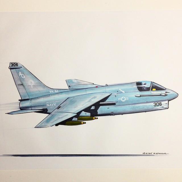 Instagram : by marc_mpv - A7- Corsair - Freehand biro and Copic Marker sketch - 35min
#corsair #A7Corsair #USNavy #…
